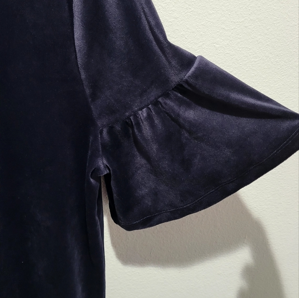 Loft Velvet Ruffle Sleeve Top Size Large - Picture 6 of 8